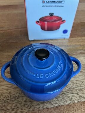Le Creuset Stoneware Mini Round Cocotte Cobalt NIB